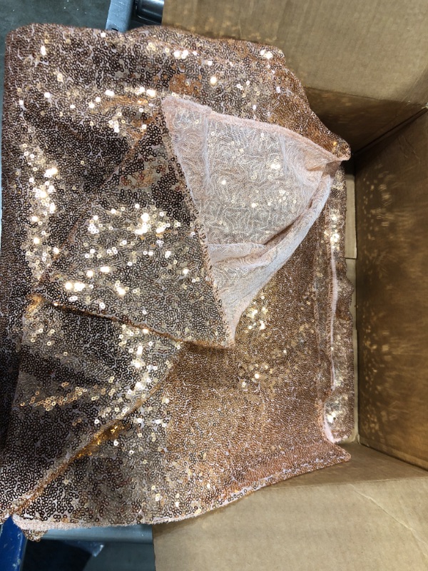 Photo 3 of Rose Gold-Sequin Fabric, by The Yard, Sequin Fabric, Tablecloth, Linen, for Xmas Decor (Rose Gold)