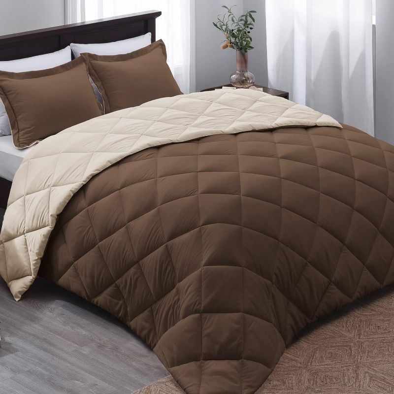 Photo 1 of 
Basic Beyond Queen Comforter Set - Brown Comforter Set Queen, Reversible Bed Comforter Queen Set for All Seasons, Brown/Ivory, 1 Comforter (88"x92")...