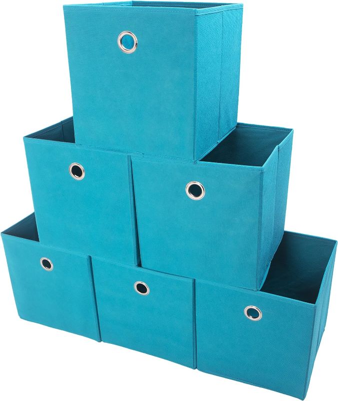 Photo 1 of ***BUNDLED BAG OF  2***
Storage Bins Foldable Cube Organizer Fabric Drawer Set of 6 Lake Blue **12 BINS***
