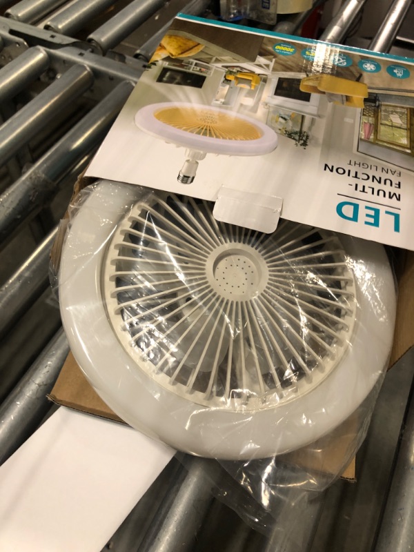 Photo 3 of ***NON FUNCTIONAL//SOLD AS PARTS*** 
FRJINIE Enclosed Ceiling Fans with Lights and Remote, 10 Inch Mini Bladeless Ceiling Fan with Light, Family Summer Gift, for Kitchen/Bathroom/Garage/Pantry/Tool Room/Laundry Room (White)