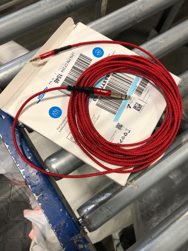 Photo 2 of 1/4 to 1/8 Cable Stereo Audio Cable 6M JSAUX 6.35mm 1/4" Male to 3.5mm 1/8" Male TRS Bidirectional Stereo Audio Cable Jack 20FT for Guitar, iPod, Laptop, Home Theater Devices, Amplifiers-Red 20ft Red