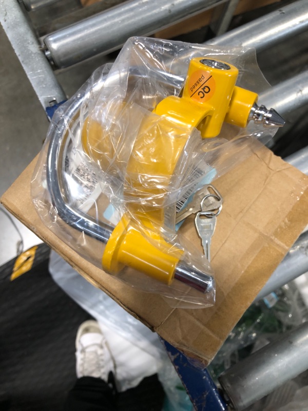 Photo 1 of Funmit Trailer Lock Universal Coupler Ball Lock Fits 1-7/8", 2", and 2-5/16" Couplers, Boat Camper Accessories for Travel Trailers Adjustable Heavy-Duty Steel Hitch Lock Yellow