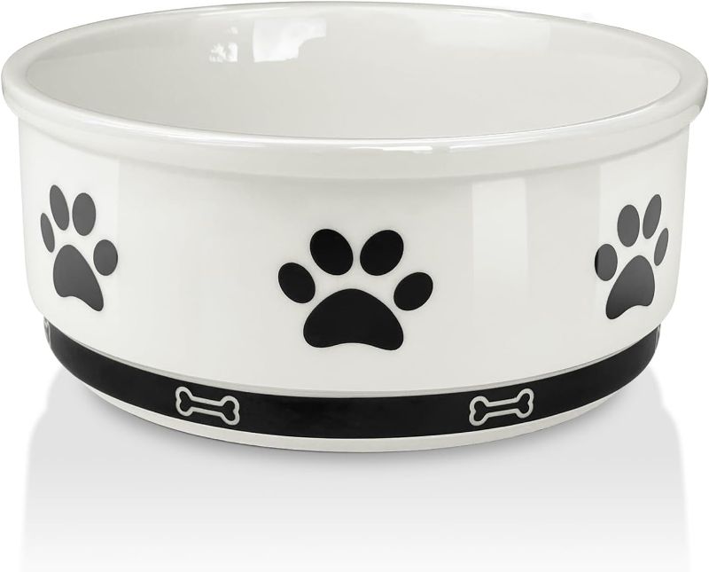 Photo 1 of KPWACD Ceramic Pet Bowl for Dogs and Cats, Weighted Non-Slip Dog Bowls Food and Water Dish, Durable Pets Feeding Bowls Suitable for Small, Medium, and Large Dogs, White, 36 Oz