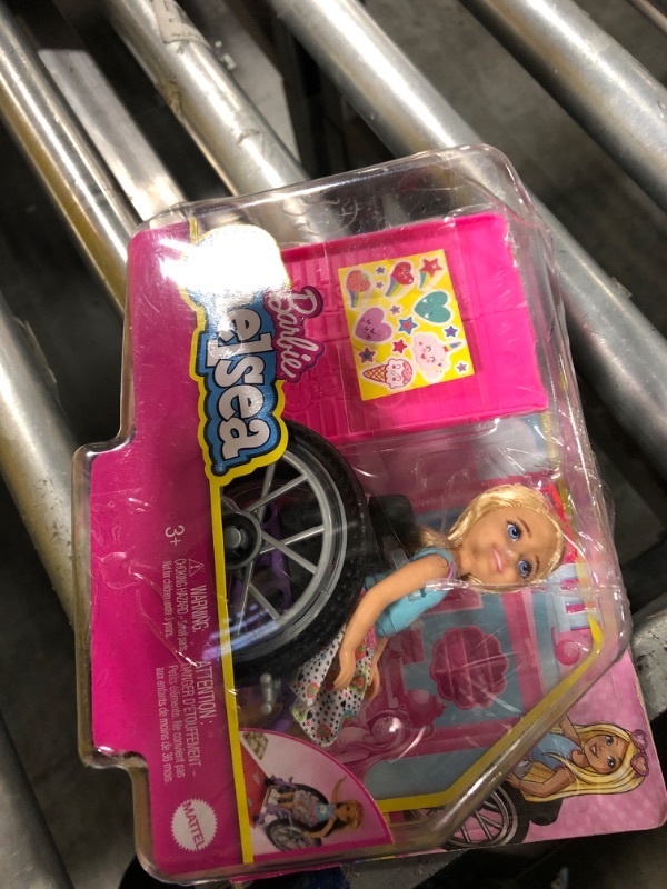 Photo 2 of Barbie Chelsea Doll & Wheelchair with Moving Wheels, Ramp, Sticker Sheet & Accessories, Small Doll with Blond Hair blonde Mulicolor