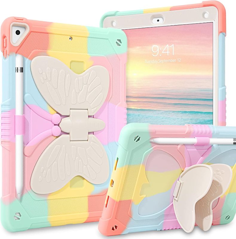 Photo 1 of GUAGUA Compatible for iPad Air 2 Case for Kids, iPad 6th/5th Generation Case 2018/2017, iPad Pro 9.7 Case Kickstand Cover 2 in 1 Rugged Shockproof Anti-Scratch Tablet Case with Pen Holder, Colorful