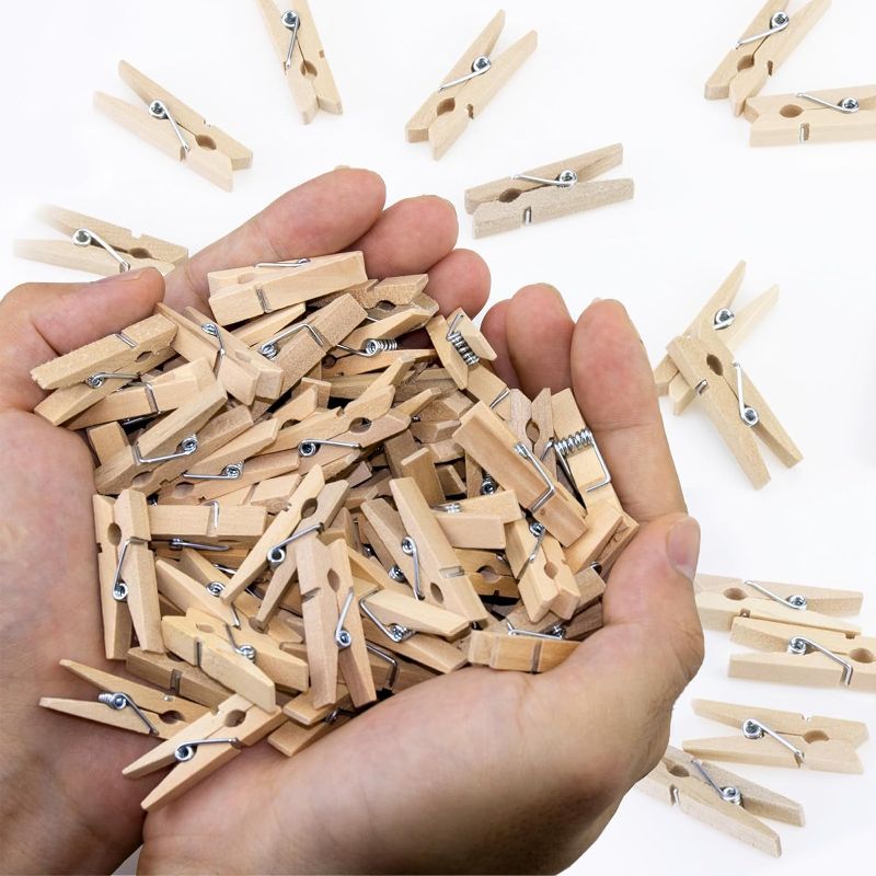 Photo 1 of 1.4 Inch Mini Clothes Pins for Photo, 130 Pcs Small Clothes Pins, Wooden Clothespins for Baby Shower, Party, Crafts DIY Project
