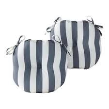 Photo 1 of 15 in. Round Outdoor Seat Cushion in Canopy Stripe Gray (2-Pack)