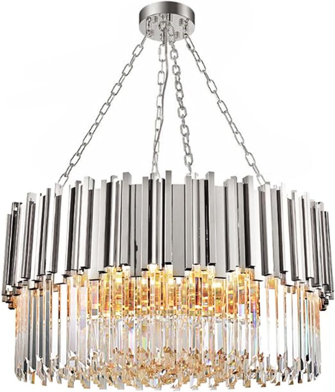 Photo 1 of Modern Crystal Chandelier Gold Round Chandeliers for Dining Room Chandelier for Living Room Entryway Foyer Bedroom Kitchen Small Flush Mount Ceiling Pendant Light Fixtures 5-Lights W15.7 Gold 1-W16ines