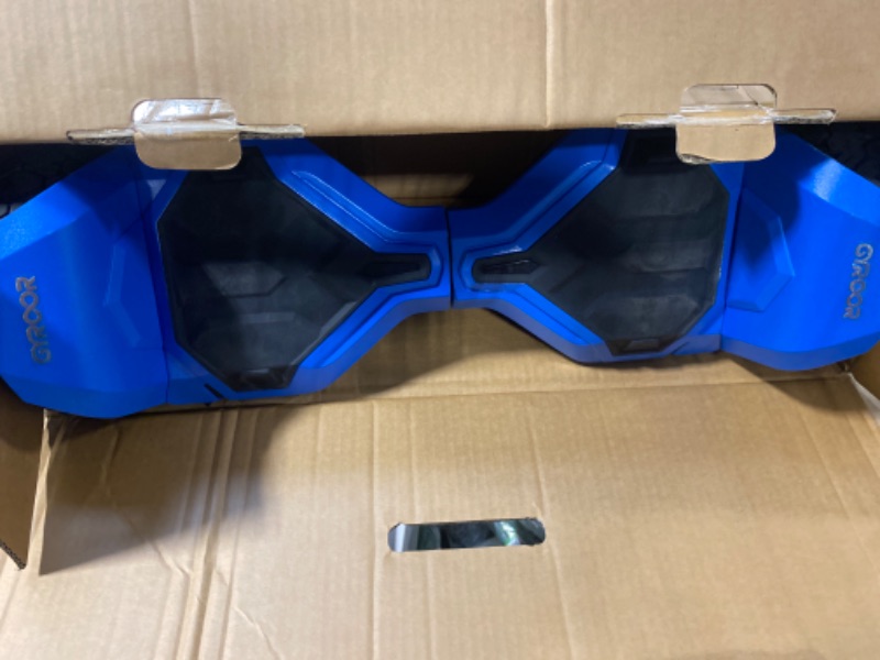 Photo 3 of Gyroor Warrior 8.5 inch All Terrain Off Road Hoverboard with Bluetooth Speakers and LED Lights, UL2272 Certified Self Balancing Scooter
Color:2-blue****USED***NO CHARGER ONE OF THE WHEELS NOT WORKING PROPERLY***CAN BE USED FOR PARTS***AS IS NO RETURN***AL