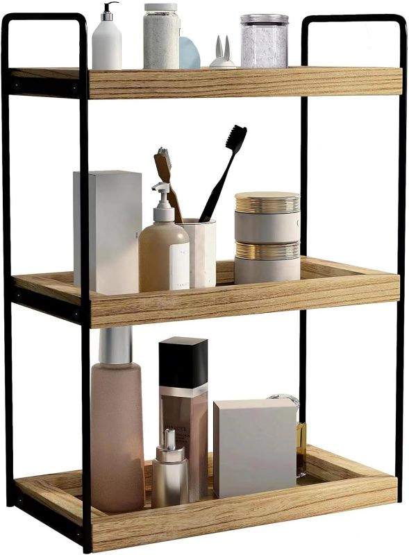 Photo 1 of Dorhors 3 Tier Bathroom Counter Organizer,Countertop Bathroom Organizer and Storage Shelf,Bathroom Counter Tray and Vanity Organizer,Makeup and Cosmetic Organizer (Brown)