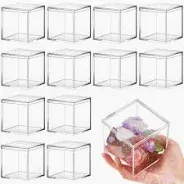 Photo 2 of Juexica 12 Pcs Clear Acrylic Plastic Small Acrylic Box with Lid Decorative Storage Box Jewelry Display Box Mini Clear Container for Home Candy Pill Tiny Jewelry (Square,4.7 x 4.7 x 4.7)