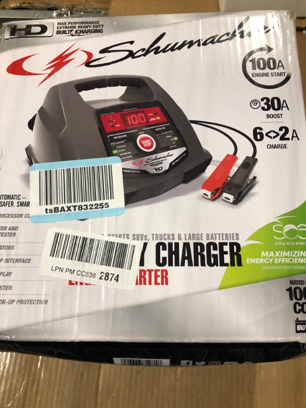 Photo 2 of **READ NOTES BEFORE PURCHASE** 
Schumacher Battery Charger, Engine Starter, Boost Maintainer and Auto Desulfator with Advanced Diagnostic Testing- 100 Amp/30 Amp, 6V/12V