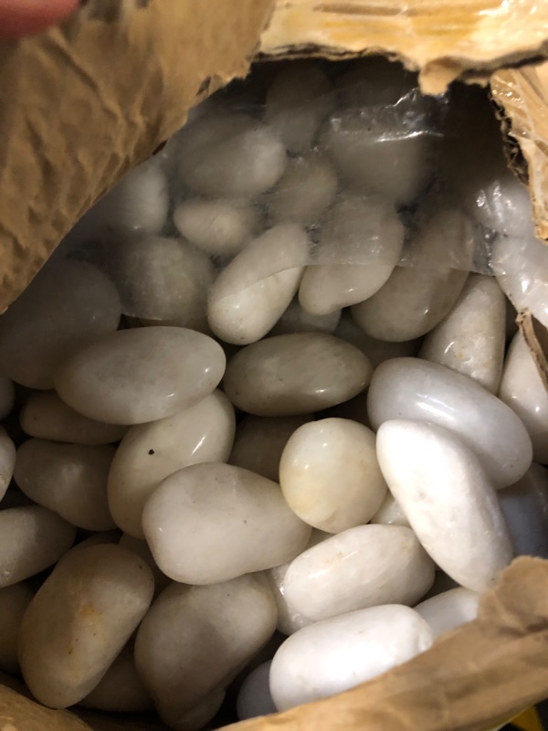 Photo 4 of 11 Lbs Natural River Rocks for Plant 1" - 2" Large Polished Landscaping Garden Stones Aquarium Gravel Decorative White Pebbles for Indoor Outdoor Planters, Big Terrarium Rocks, Vase Filler, Home Décor 1-2 in Polished white/ 11 pounds