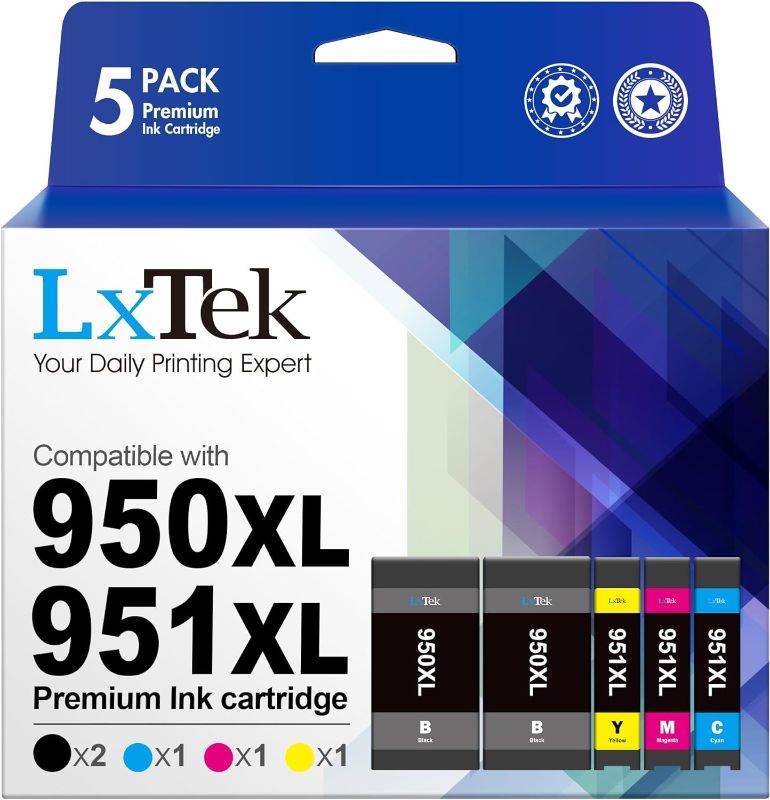 Photo 1 of LxTek Compatible Ink Cartridge Replacement for HP 950 950XL 951 951XL to Compatible with OfficeJet PRO 8600 8610 8620 8630 8100 8625 8615 276dw Printer Tray (2 Black, 1 Yellow, 1 Magenta, 1 Cyan)