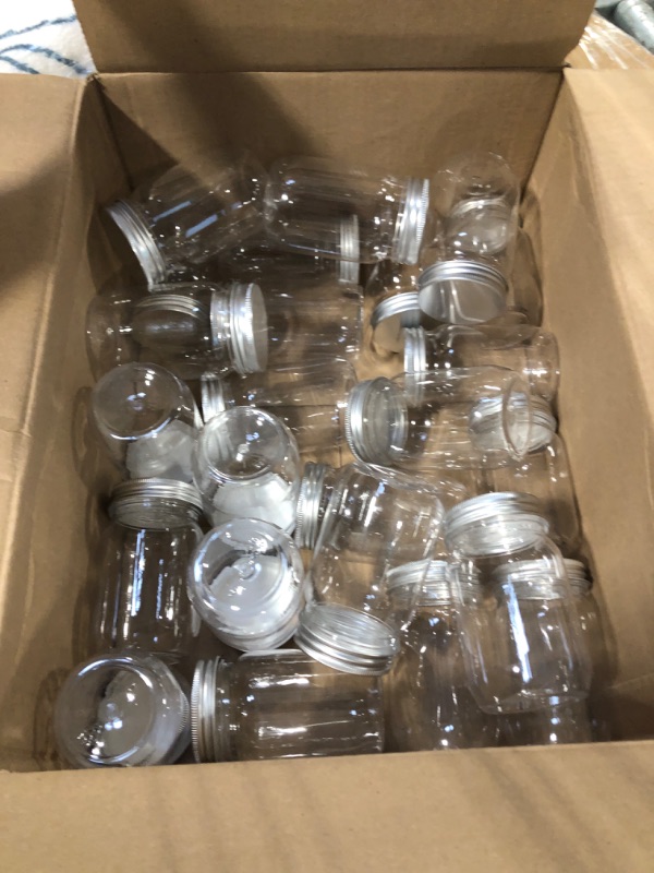 Photo 3 of 18 KAMOTA Wide Mouth Mason  Jars PACK 10 oz With Wide Mouth Lids and Bands, Ideal for Jam, Honey, Wedding Favors, Shower Favors, Baby Foods, DIY Spice Jars, Extra 9 Lids Included ****USED***** PLASTIC JARS**** 