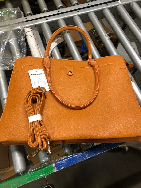 Photo 1 of Laptop Bag for Women Waterproof Lightweight Leather 15.6 Inch Computer Tote Bag Business Office Briefcase Large Capacity Handbag Shoulder Bag Professional Office Work Bag Brown