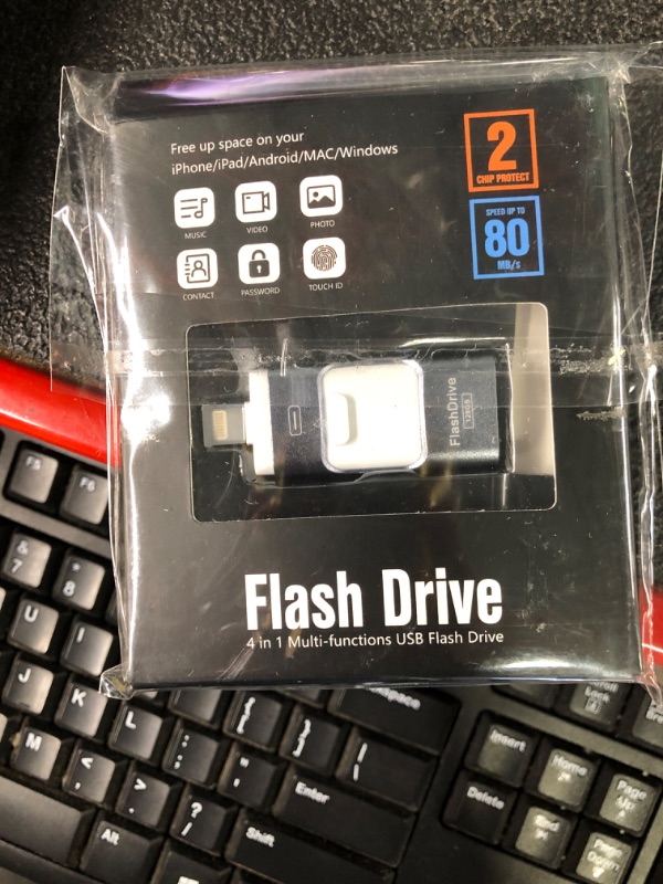 Photo 1 of Flash Drive for iPhone 256GB, 4 in 1 USB Type C Memory Stick, Photo Stick External Storage Thumb Drive for iPhone iPad Android Computer, Sky Blue
