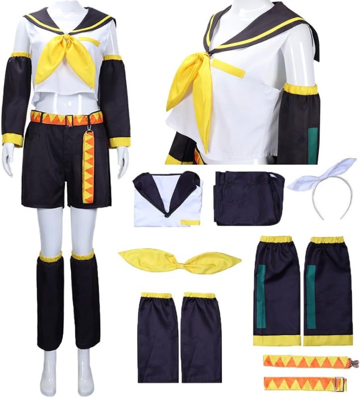 Photo 1 of jrswai Vocaloid02 Rin Len Cosplay Costume Anime Sailor Uniform Halloween Party Outfit Full Set
