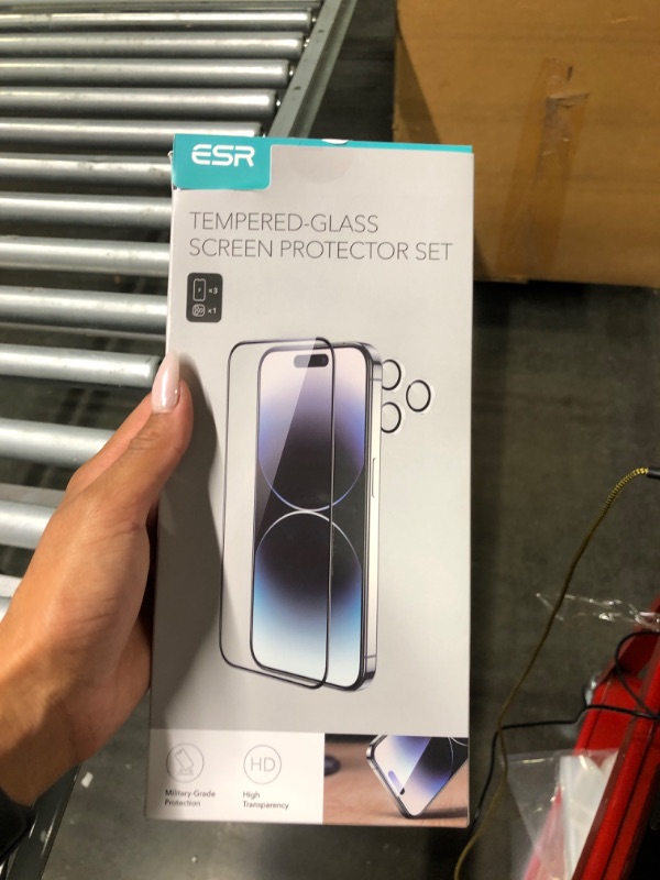 Photo 1 of ESR 3+1 Pack for iPhone 15 Pro Screen Protector, 3 Black Edge Tempered-Glass Film and 1 Set Camera Lens Protector, 2.5D Curved Edges, Full-Coverage Military-Grade Protection, Scratch Resistant

