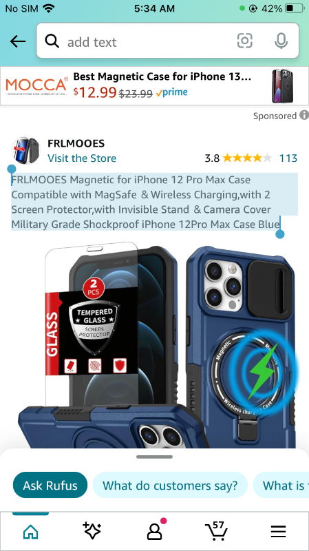 Photo 1 of FRLMOOES Magnetic for iPhone 12 Pro Max Case Compatible with MagSafe ?Wireless Charging,with 2 Screen Protector,with Invisible Stand ?Camera Cover Military Grade Shockproof iPhone 12Pro Max Case Blue