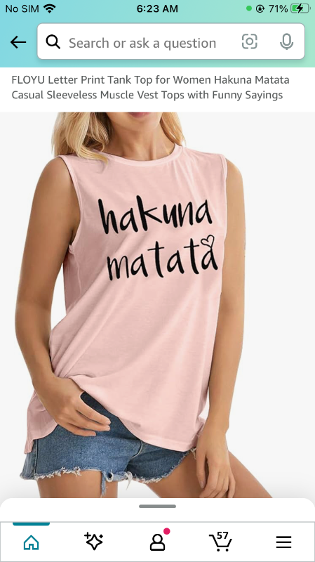 Photo 1 of FLOYU Letter Print Tank Top for Women Hakuna Matata Casual Sleeveless Muscle Vest Tops with Funny Sayings SIZE L