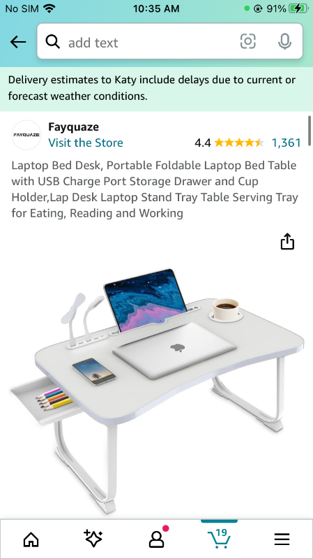 Photo 1 of Laptop Bed Desk, Portable Foldable Laptop Bed Table with USB Charge Port Storage Drawer and Cup Holder,Lap Desk Laptop Stand Tray Table Serving Tray for Eating, Reading and Working