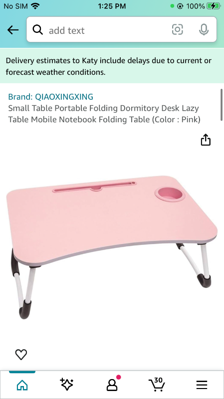 Photo 1 of Small Table Portable Folding Dormitory Desk Lazy Table Mobile Notebook Folding Table (Color : Pink)