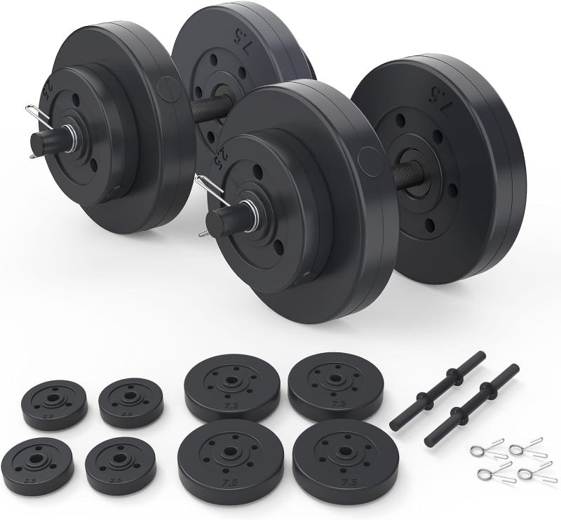 Photo 1 of Adjustable Dumbbells,40 Pound Vinyl Dumbbell Set with Adjustable Weights,Lifting Dumbbells for Home Gym 