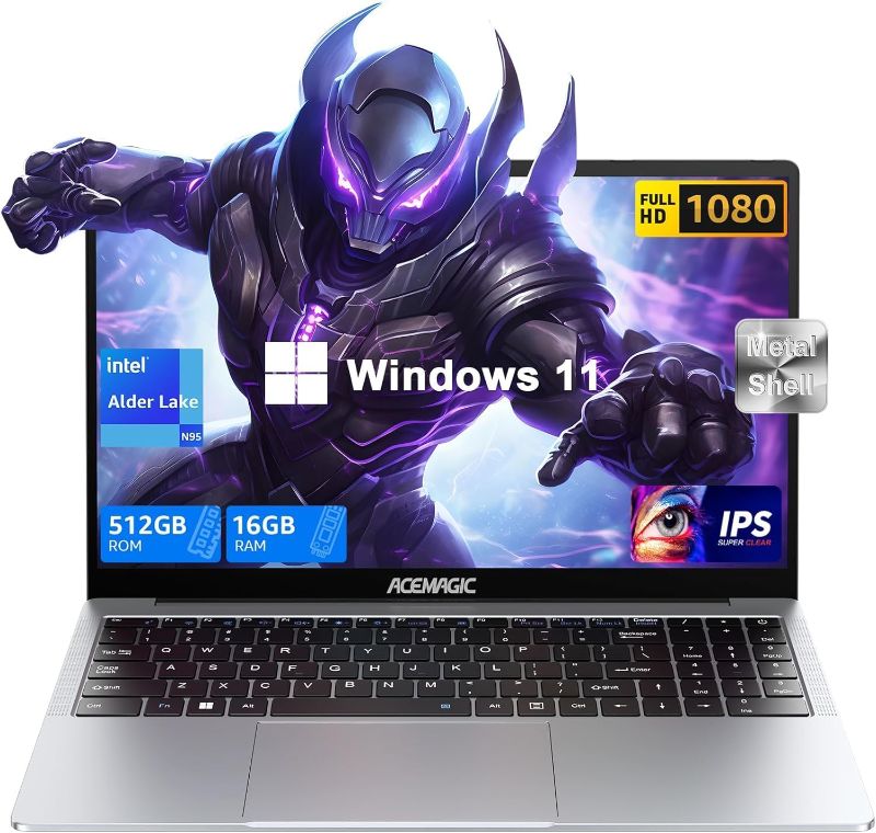 Photo 1 of ACEMAGIC
Laptop Computer, 16GB DDR4 512GB SSD, Quad-Core Intel N95 Processor, Windows 11 Laptop, 15.6" IPS 1080P PC, Metal Shell, WiFi, BT5.0, USB3.2, Type_C, Long Battery Life, 180° Open Angle
Options:
2 capacities2 capacities