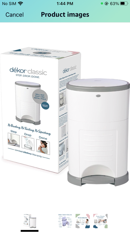 Photo 1 of **NEEDS CLEANED** **USED** Diaper Dekor Classic Hands-Free Diaper Pail | White | Easiest to Use | Just Step – Drop – Done | Doesn’t Absorb Odors | 20 Second Bag Change | Most Economical Refill System