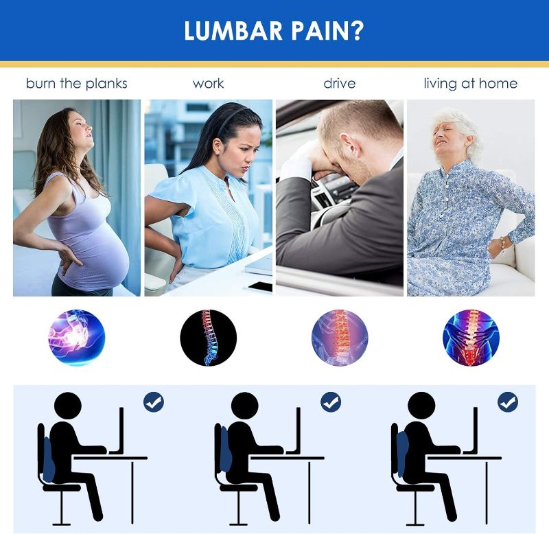 Photo 1 of Lumbar Support Pillow for Office Chair Car Lumbar Pillow Lower Back Pain Relief Memory Foam Back Cushion with 3D Mesh Cover, Back Pillow Ergonomic Orthopedic Back Rest