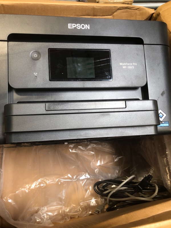 Photo 1 of *** NOT FUNCTIONAL**** SELLING AS PARTS***
Epson® Workforce® Pro WF-3820 Wireless Color Inkjet All-in-One Printer, Black Large Workforce Pro WF-3820 - New