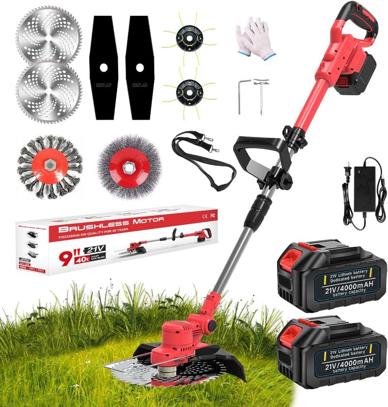 Photo 1 of **** SELLING AS PARTS*****
Electric  Eater Weed Wacker Battery Operated, 21v Cordless Weed Trimmer with 5 Types Blades & Wheels, Lightweight String Trimmer Brush Cutter Edger Lawn Tool with 2 Batteries for Yard and Garden