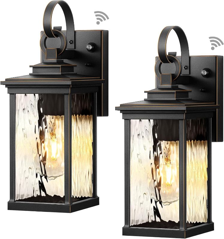 Photo 1 of 2 Pack Dusk to Dawn Outdoor Wall Lights, Exterior Light Fixtures Wall Mount, Porch Lights Sconce for House, Waterproof Matte Black Wall Lantern Wall Lamp, Outside Wall Lighting with Water Glass ***STOCK PHOTOS SIMILAR ITEM***