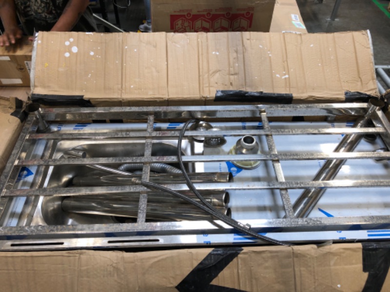 Photo 1 of ***HEAVILY USED / STOCK PHOTO SIMILAR ITEM***Free Standing Double Bowl Stainless Steel Utility Sink, Commercial Restaurant Sink Set for Courtyards or Kitchen/Hot & Cold (1 Bowl)