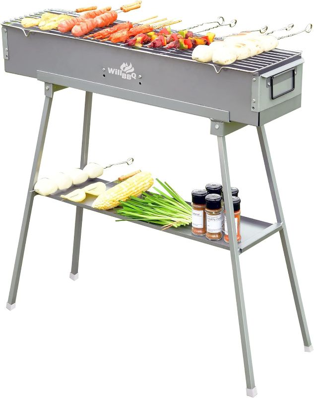 Photo 1 of ***STOCK PHOTO SIMILAR ITEM*** Commercial Quality Portable Charcoal Grills Multiple Size Hibachi BBQ Lamb Skewer Folded Camping Barbecue Grill for Garden Backyard Party Picnic Travel Outdoor Cooking Use(31.6x7.1x5.1 inch)
