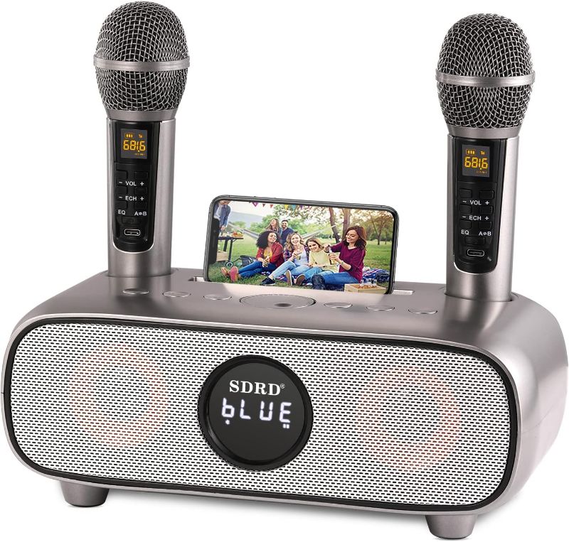 Photo 1 of Karaoke Machine for Adults and Kids,Portable Bluetooth 2 Wireless Karaoke Microphone with Holder/USB/TF Card/AUX-in, PA Speaker System for Home Party, Picnic,Car,Outdoor/Indoor
