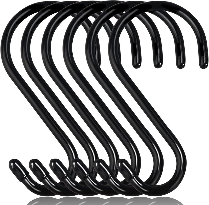 Photo 1 of  Hooks, Large S Hooks for Hanging Plants, Vinyl Coated S Hooks 6 Pack Sturdy Non Slip Black S Hooks for Hanging Closet,Bird Feeders,Kitchen,Large Object,Garden Tools
Visit the DINGEE Store