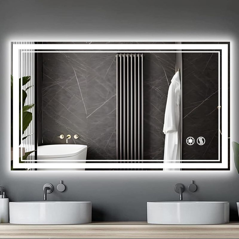 Photo 1 of 
LED Bathroom Mirror 40“ x 24” Bathroom Mirror with Lights Front and Backlit CRI 90+ LED Mirror for Bathroom Anti-Fog Dimmable 3 Colors Smart Mirror Memory...