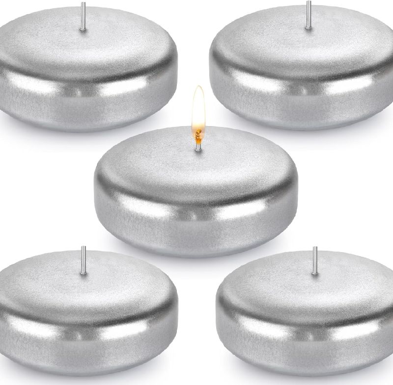 Photo 1 of Floating Candles 3 Inch Unscented Dripless Wax 13-15Hours Burning,36Pack Wedding Party Candles,for Centerpieces Suitable for Cylindrical Vases,Swimming Pool,Restaurant Decor (Silver)