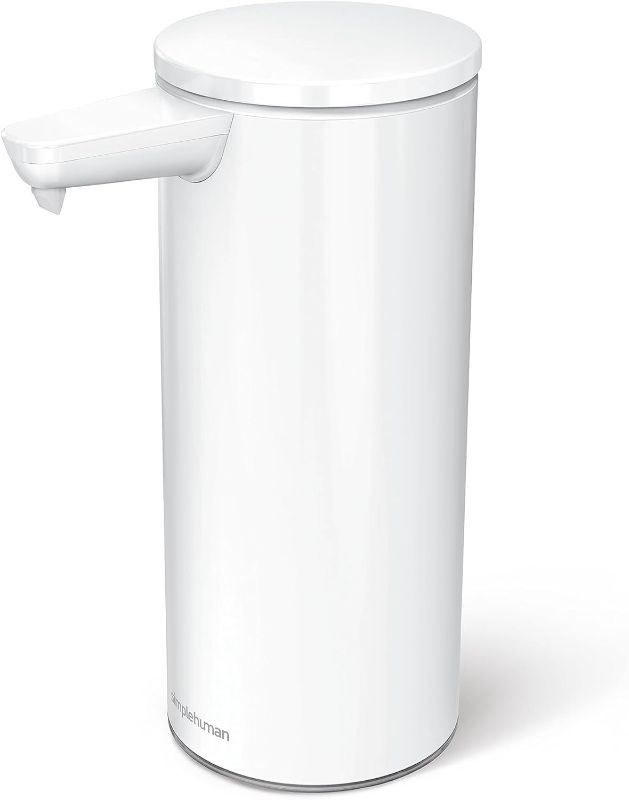 Photo 1 of ***MISSING CHARGER*** 

simplehuman 9 oz. Touch-Free Sensor Liquid Soap Pump Dispenser, White, (Stainless Steel, Plastic)