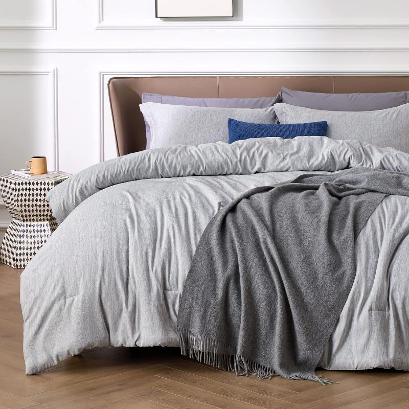 Photo 1 of *** MISSING PARTS***
 Queen Comforter Set - Grey Queen Size Comforter, Soft Bedding for All Seasons, Cationic Dyed Bedding Set, 3 Pieces, 1 Comforter (90"x90") and 2 Pillow Shams (20"x26"+2")