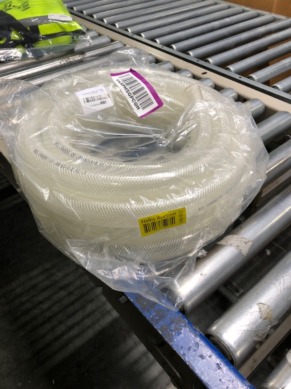 Photo 2 of 1" ID x 25 Ft High Pressure Braided Clear PVC Vinyl Tubing Flexible Vinyl Tube