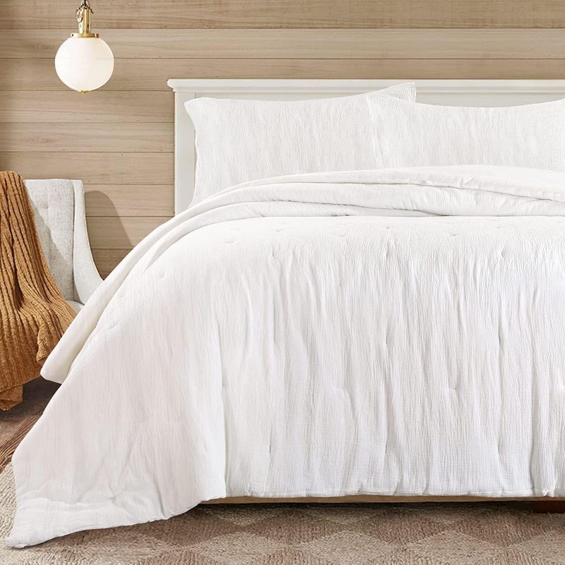 Photo 1 of ***DIRTY*** HOMBYS Soft Muslin Comforter King Size 90”x102”, Lightweight and Breathable Down Alternative Comforter,100% Cotton Gauze Summer Bed Comforter, Off White Reversible Fluffy Duvet Insert