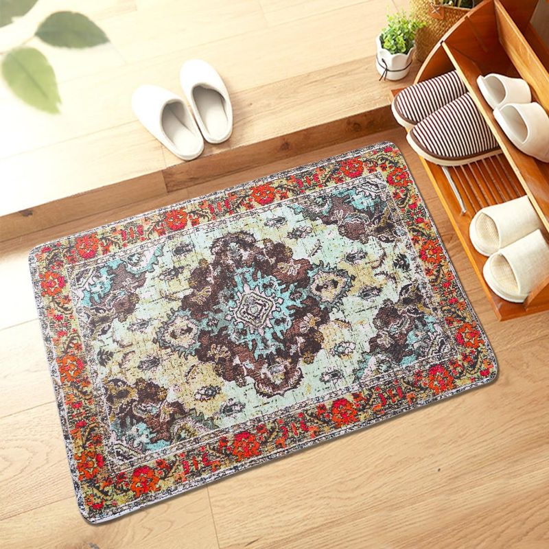 Photo 1 of ***COLOR IS LIGHTER THAN STOCK PHOTO*** 

Area Rug Red and Green 2'x3' Mini Throw Rugs, Non-Slip Printed Small Entryway Rug, Low-Pile Soft Doormat, Washable Rug for Indoor Entrance Dining Bathroom Bedroom