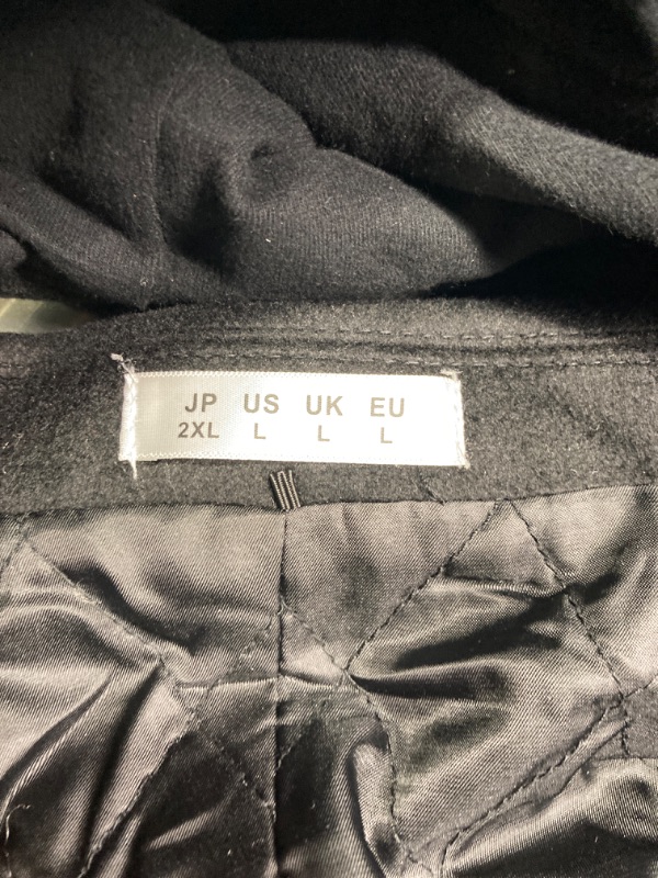 Photo 1 of iCKER Mens Trench Coat Winter Wool Blend jacket Overcoat long Top Coat Warm Pea Coat (L)