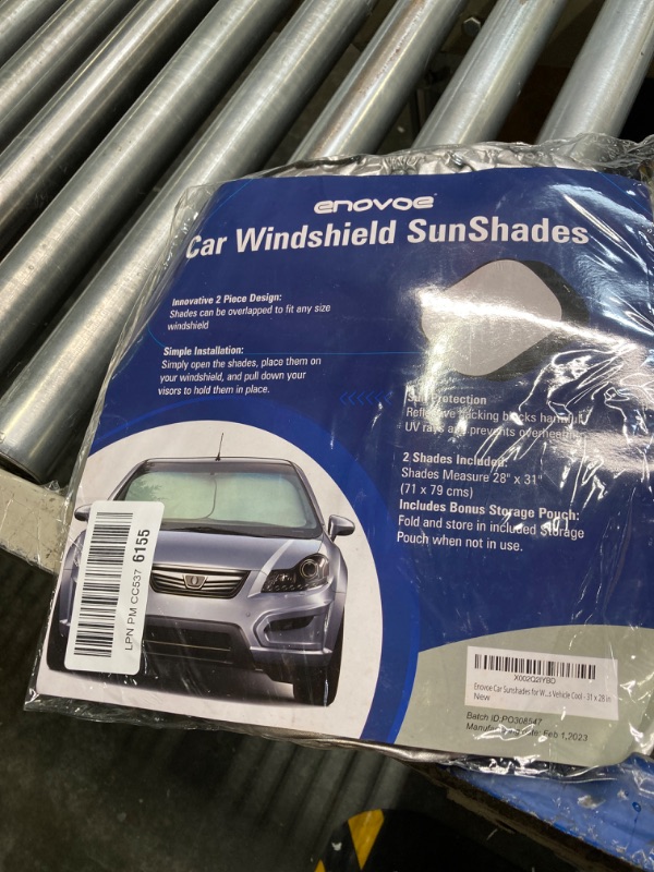 Photo 1 of Enovoe Car Sunshades for Windshield with Bonus Drawstring Pouch Bag with Woven Logo. Premium 230T Reflective Material Blocks Heat. Windshield Cover Sun Shade Keeps Vehicle Cool - 31 x 28 in
