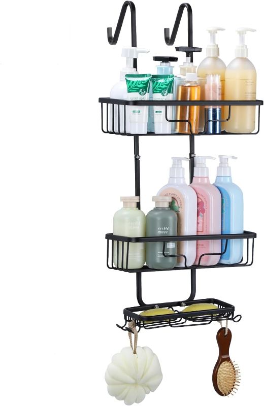 Photo 1 of ***COLOR SILVER, product similar to the original photo*** Over The Door Shower Caddy, Aluminum Bathroom Hanging Shower Caddy Organizer with 2 Basket & Hooks Rustproof for Shampoo, Conditioner & Soap, Silver
