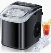 Photo 1 of **FOR PARTS** Ice Maker Countertop, Efficient Easy Carry Ice Machine, Self-Cleaning Ice Maker with Ice Scoop & Basket, 9pcs/ 8mins 26.6Lbs Per Day for Home/Office/Kitchen, Black, Z5812H-BLACK