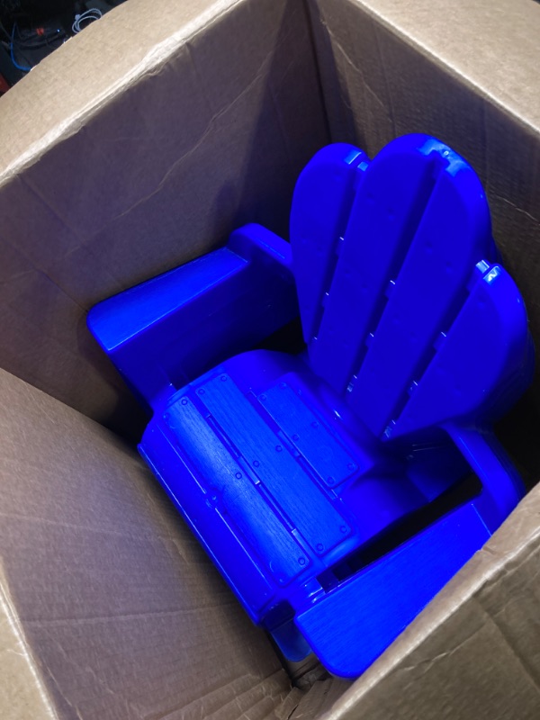 Photo 1 of American Plastic Toys Kids’ Adirondack Chairs (Pack of 4), Blue, Outdoor, Indoor, Beach, Backyard, Lawn, Stackable, Lightweight, Portable, Wide Armrests, Comfortable Lounge Chairs for Children Blue (4pk)